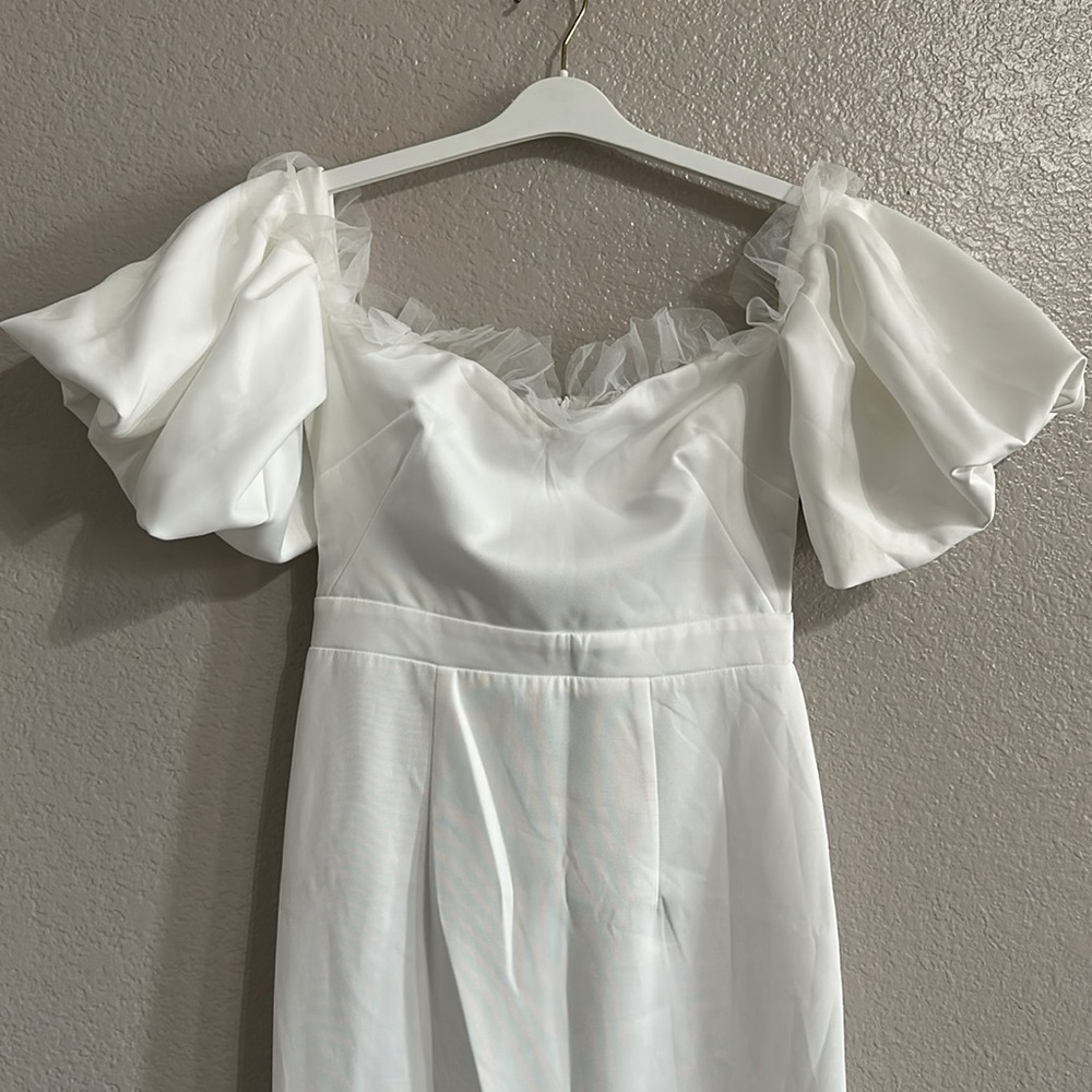 Giffniseti White Puff Sleeve Maxi Dress NWT - Picture 5 of 10